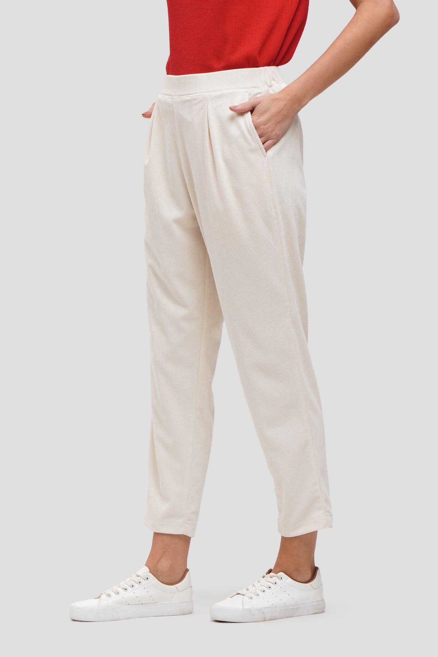 Textured Pull-Up Trousers