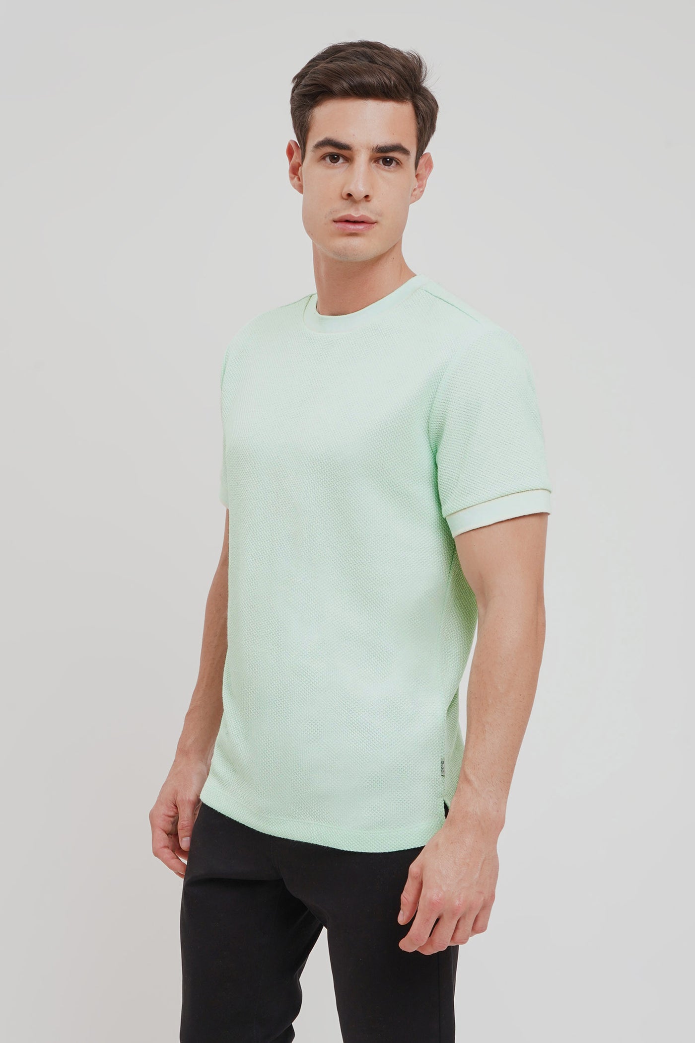 Regular Textured Tshirt With Contrast Tipping