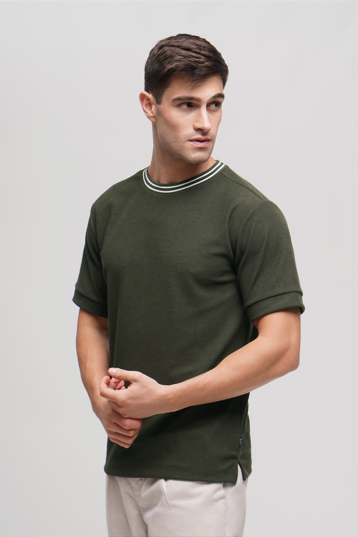 Micro Waffle Textured Regular Fit T-Shirt