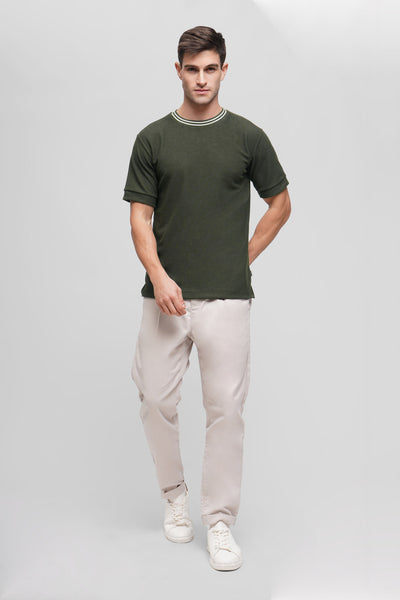 Micro Waffle Textured Regular Fit T-Shirt