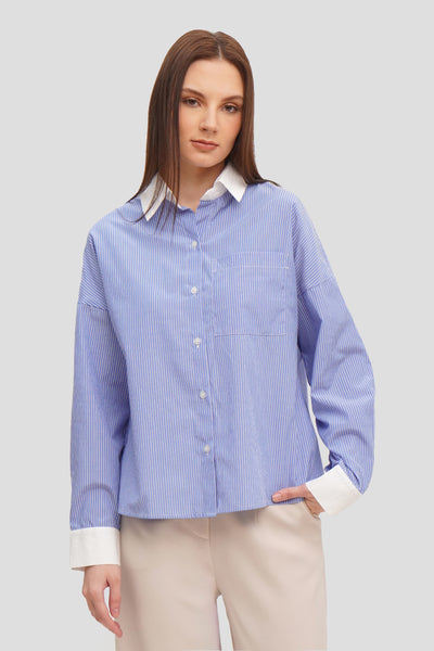 Shirt With Contrast Collar And Cuffs