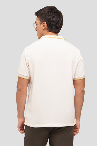 Textured V-Neck Polo With  Contrast Tipping