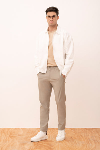 Collared Seersucker Bomber Jacket