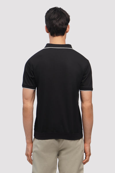 Boxy Fit Short Sleeve Polo Shirt With Tipping And Hemband