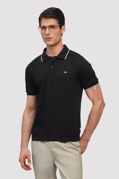 Boxy Fit Short Sleeve Polo Shirt With Tipping And Hemband