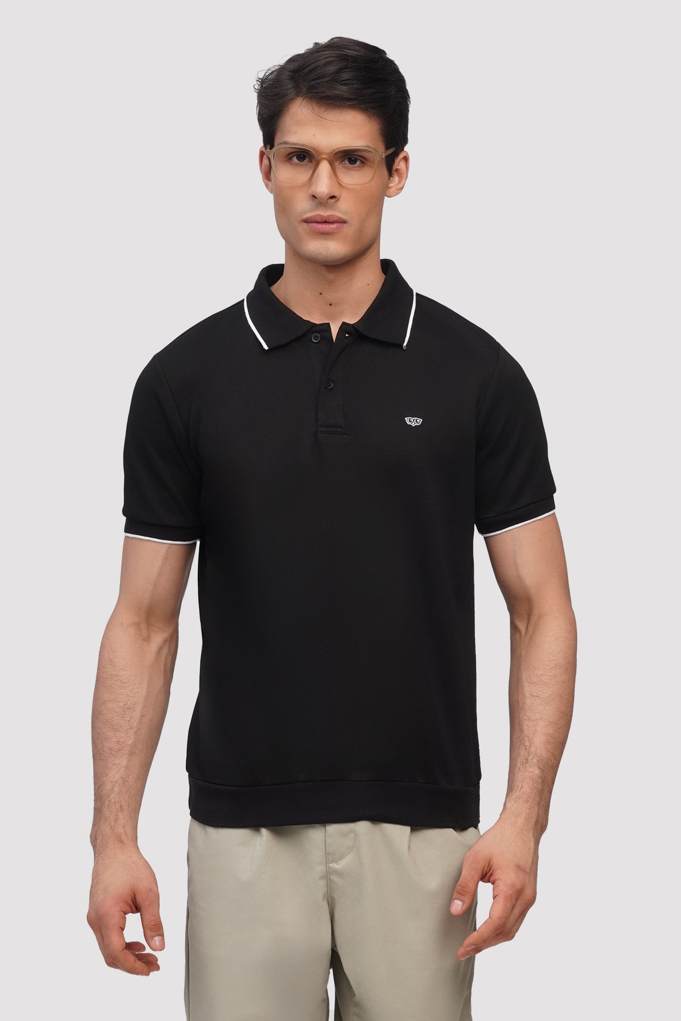 Boxy Fit Short Sleeve Polo Shirt With Tipping And Hemband