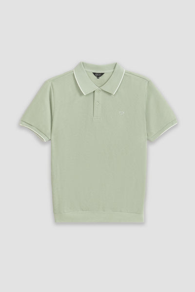 Boxy Fit Short Sleeve Polo Shirt With Tipping And Hemband