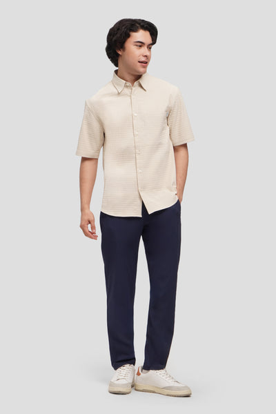 Textured Relaxed Fit Short Sleeve Shirt