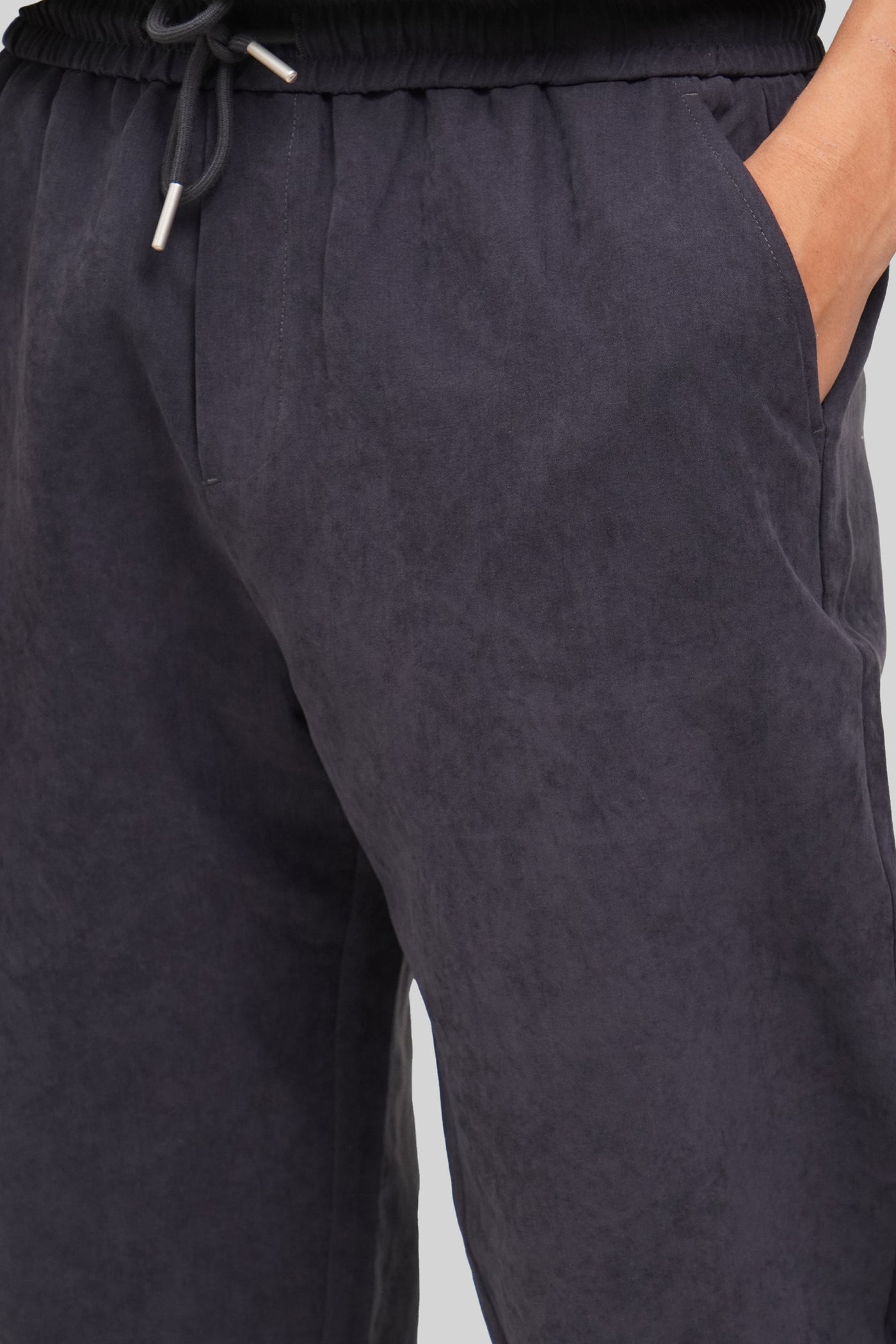 Suede Feel Tapered Pull Up Trousers