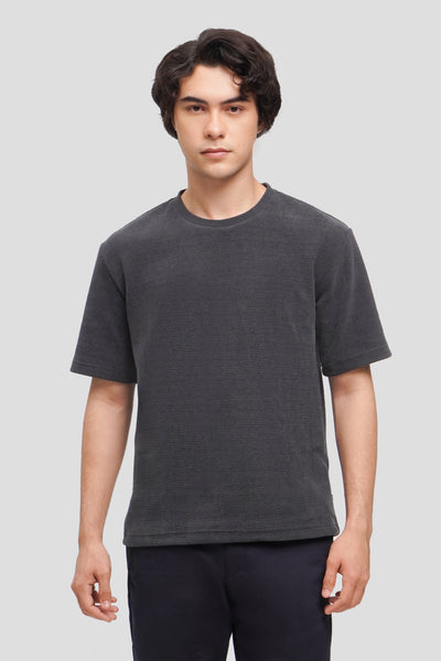 Textured Relaxed Crew Neck T-Shirt