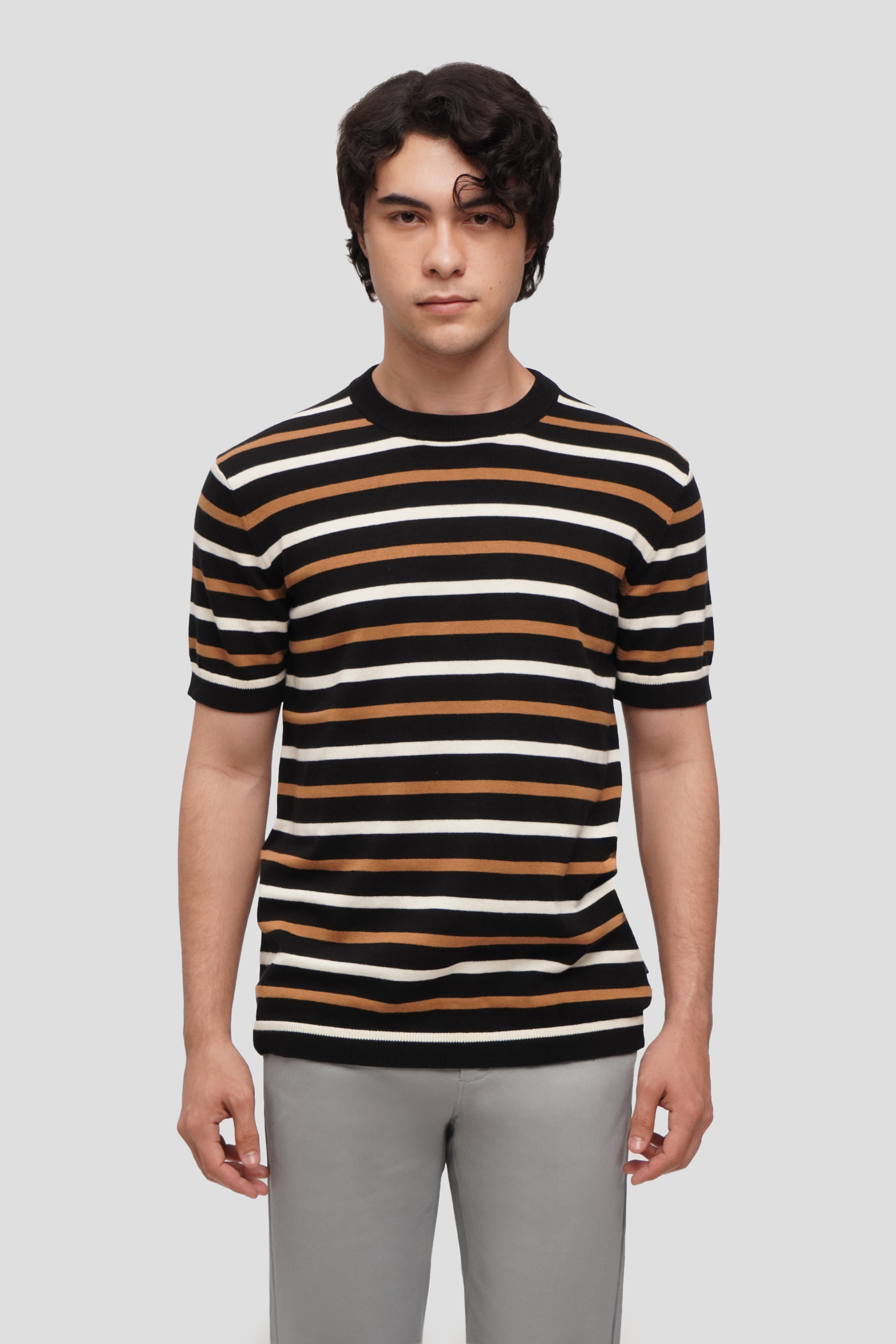 Striped Flat Knit T-Shirt