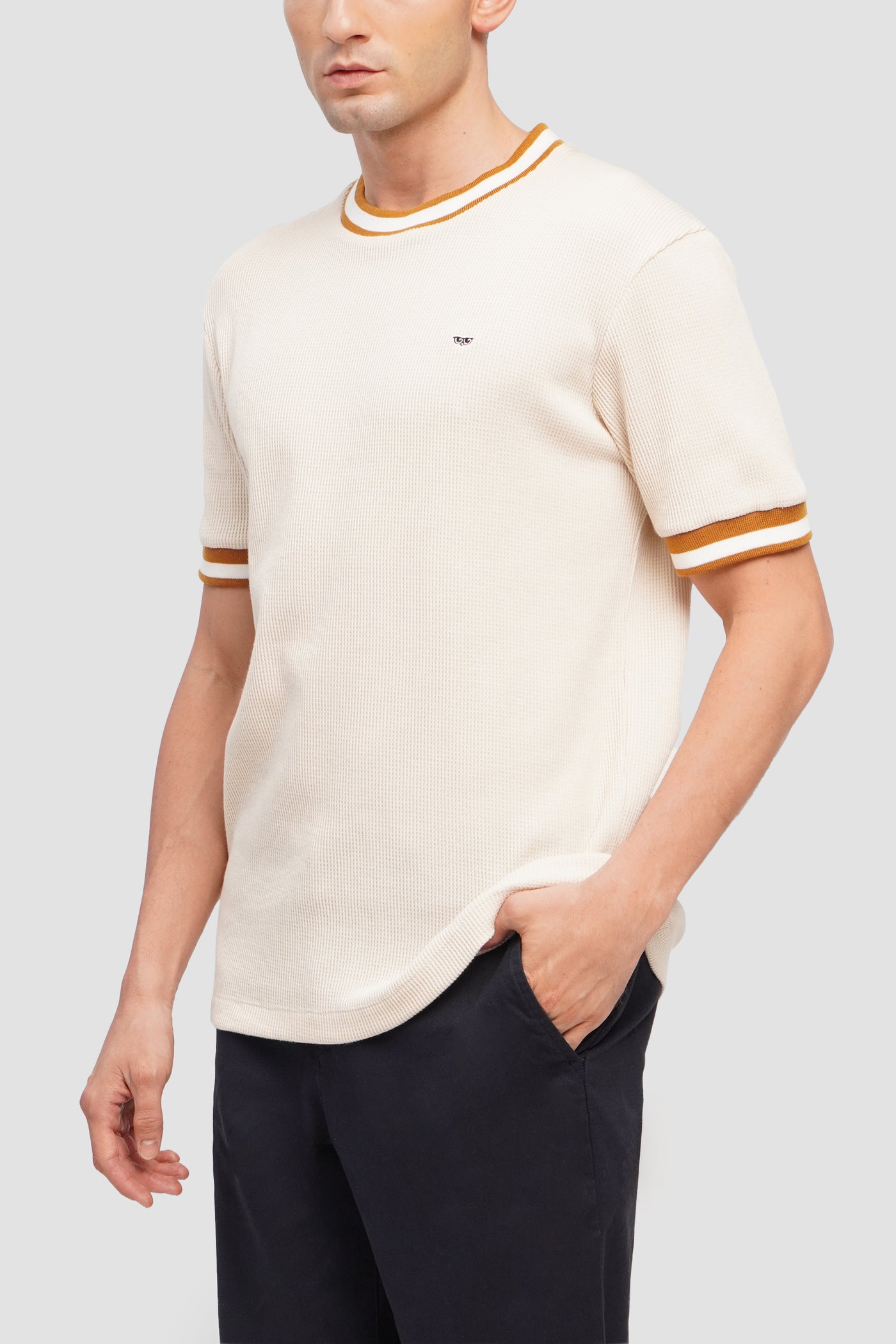Textured T-Shirt With Contrast Ribbing