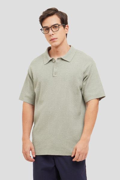 Textured Flat Knit Polo