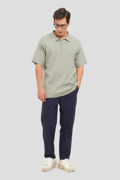 Textured Flat Knit Polo