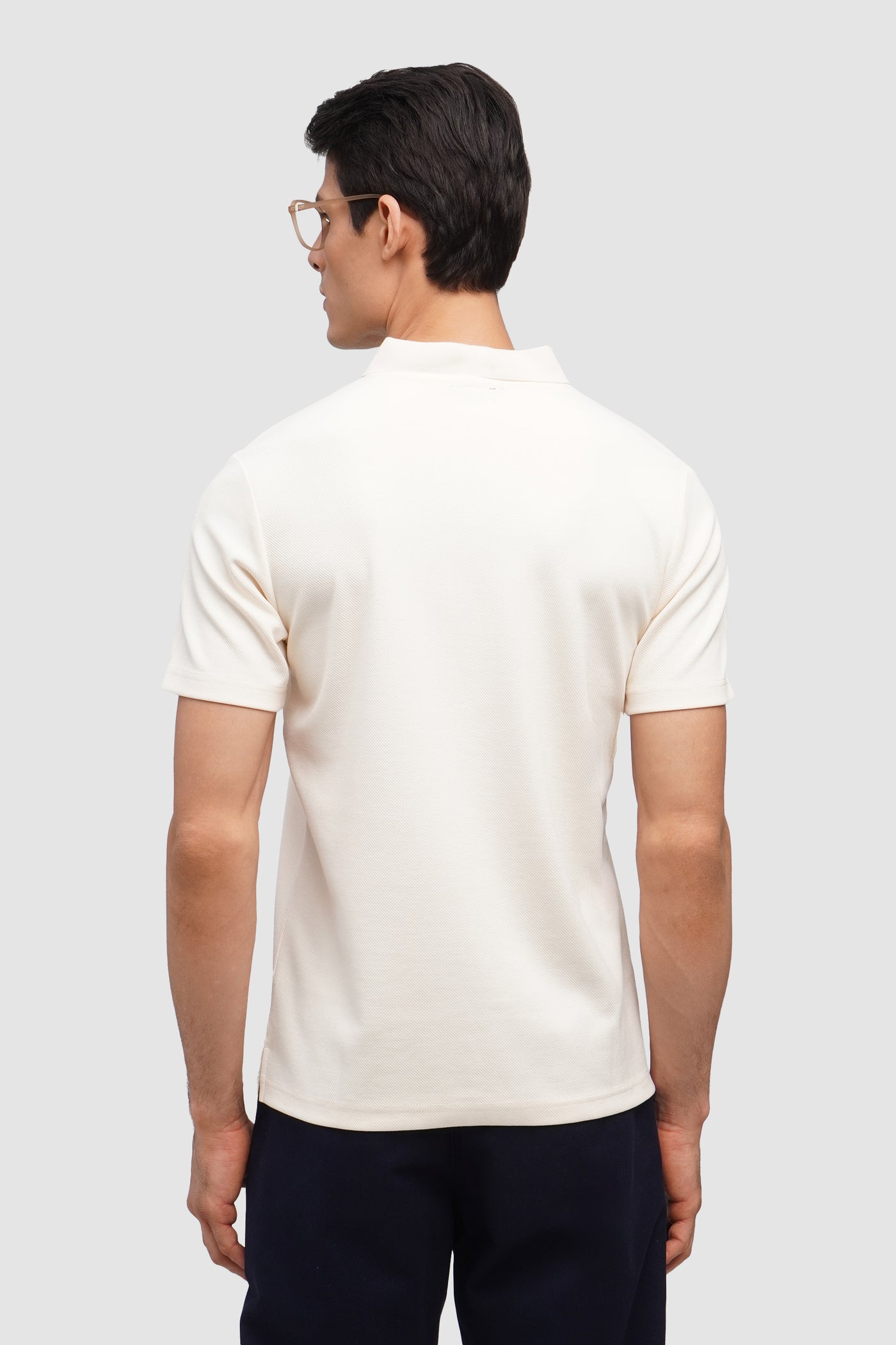 Textured Open Collar Polo