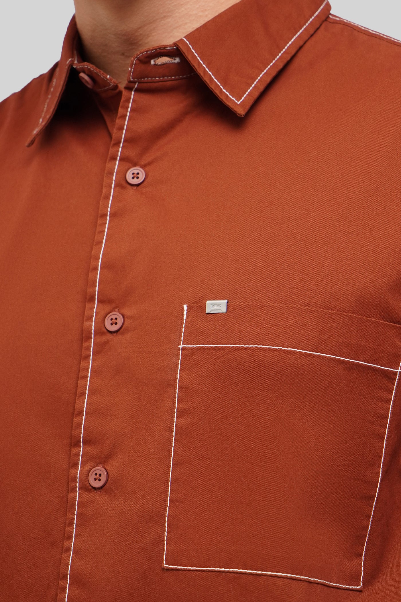 Regular Fit Short Sleeve Shirt With Contrast Stitching