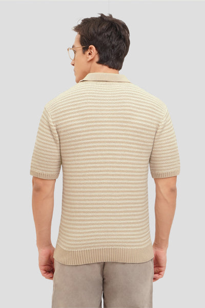 Textured Knit Button Up Polo