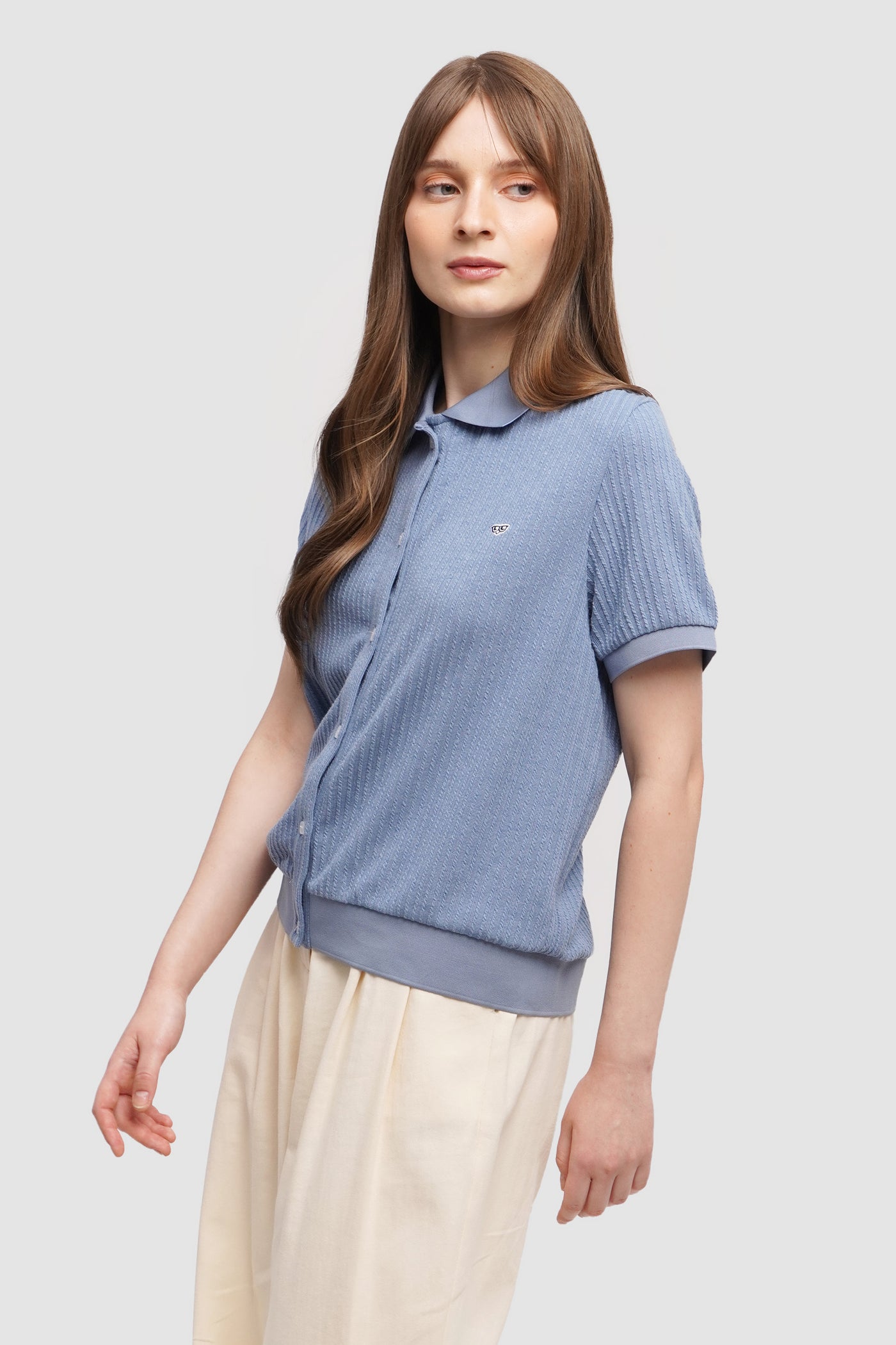 Textured Button-Up T-Shirt