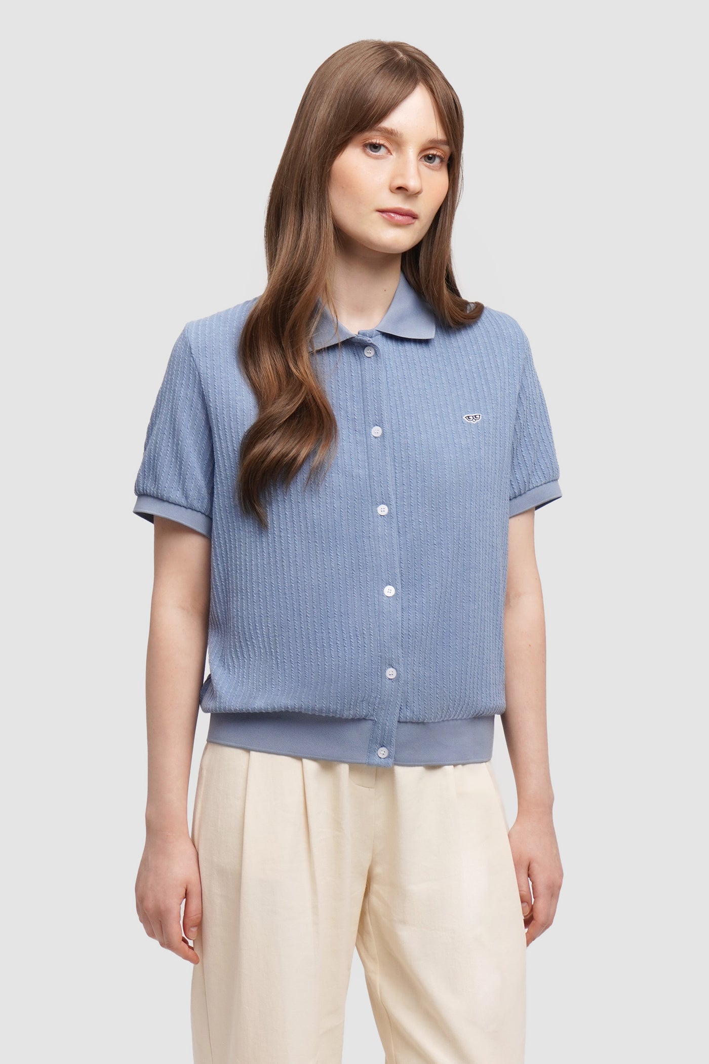 Textured Button-Up T-Shirt