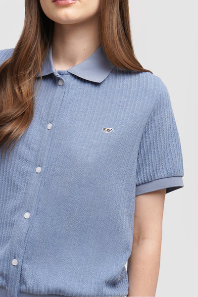 Textured Button-Up T-Shirt