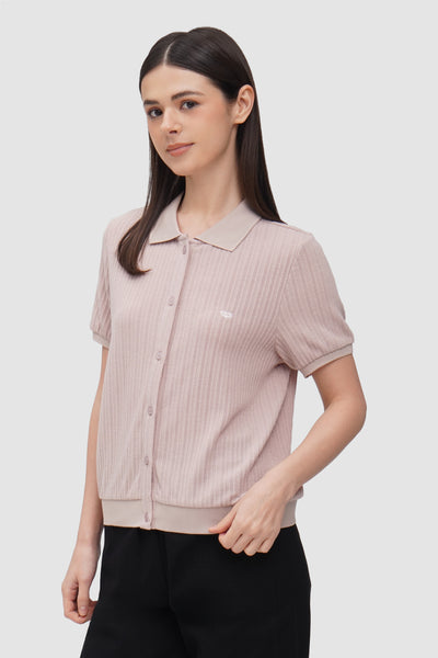 Women's Textured Button-Up T-Shirt