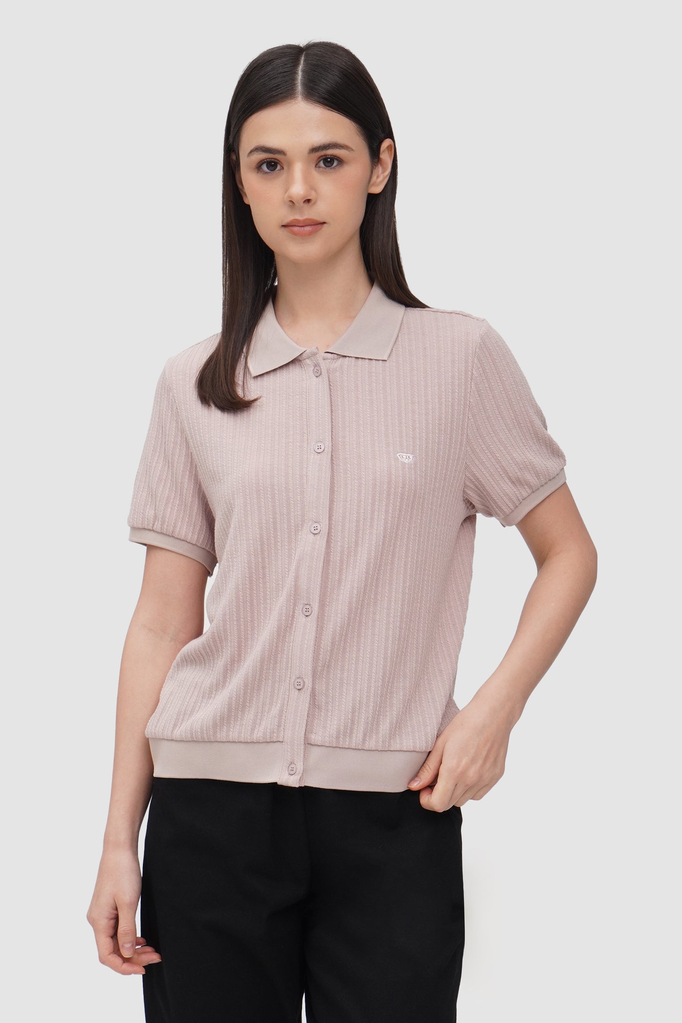 Women's Textured Button-Up T-Shirt