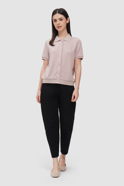 Women's Textured Button-Up T-Shirt