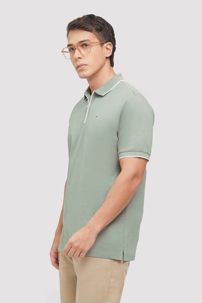 Polo With Zip Placket And Contrast Tipping