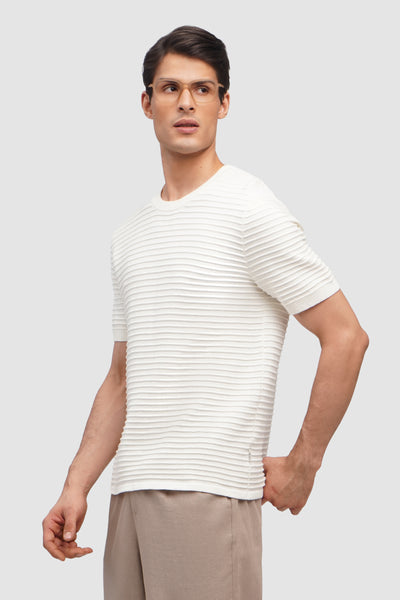 Ribbed Flat Knit T-Shirt