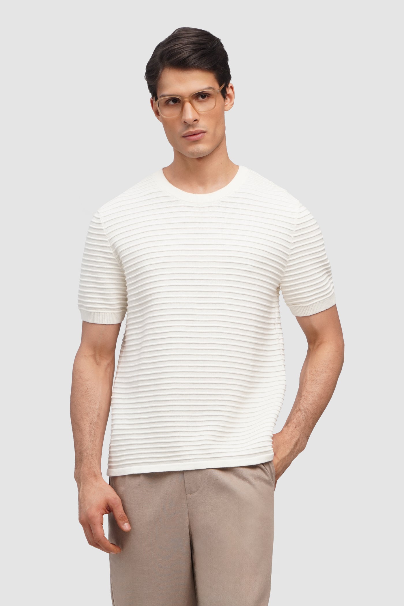 Ribbed Flat Knit T-Shirt