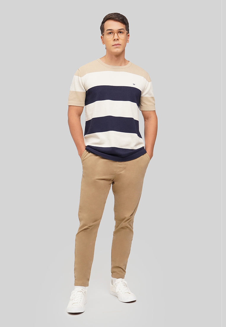 Wide Stripe Flat Knit T-Shirt