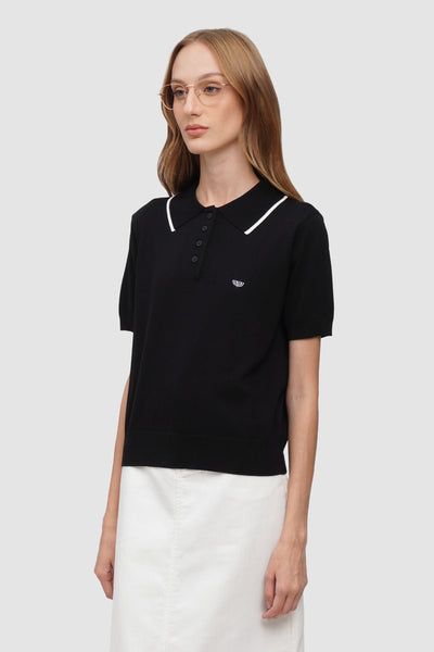 Knit Polo With Collar Tipping