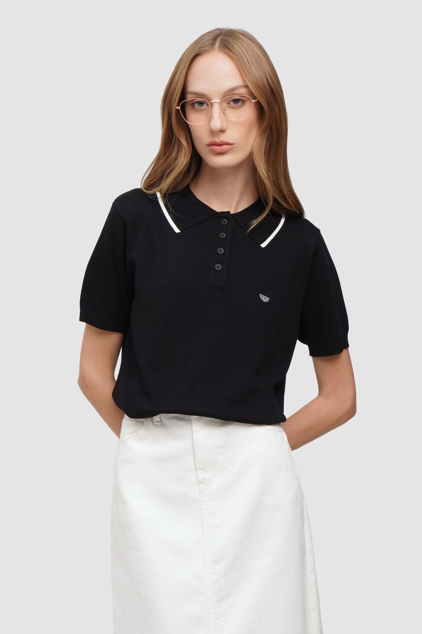 Knit Polo With Collar Tipping