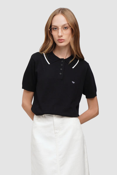 Knit Polo With Collar Tipping