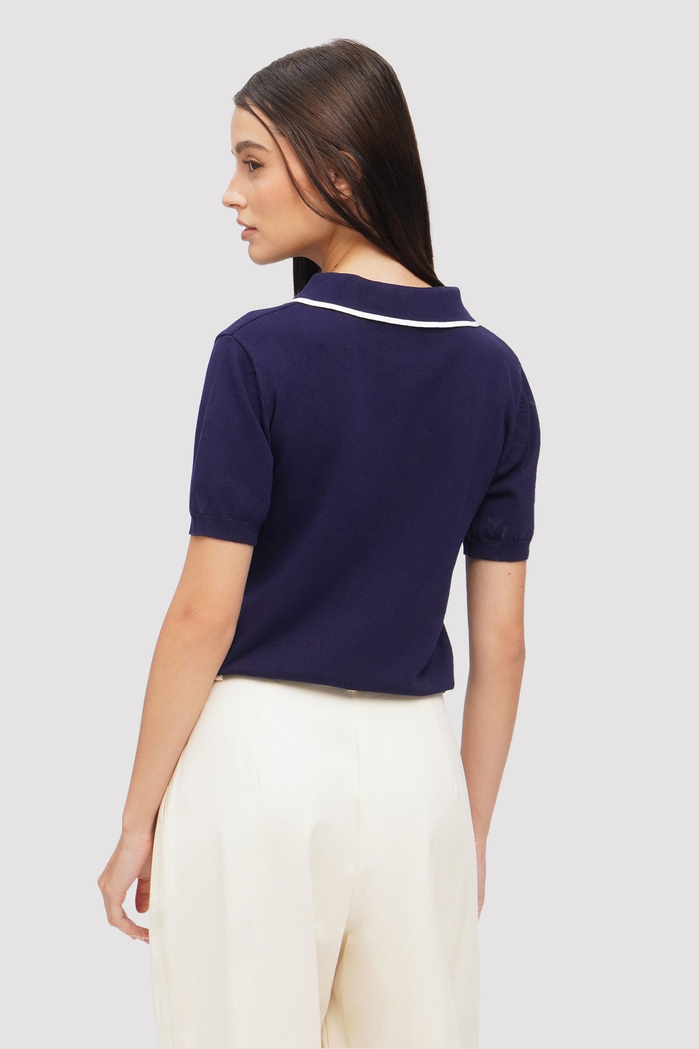Knit Polo With Collar Tipping
