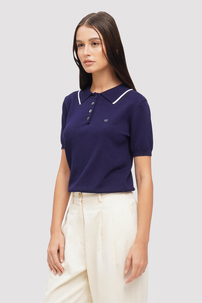 Knit Polo With Collar Tipping