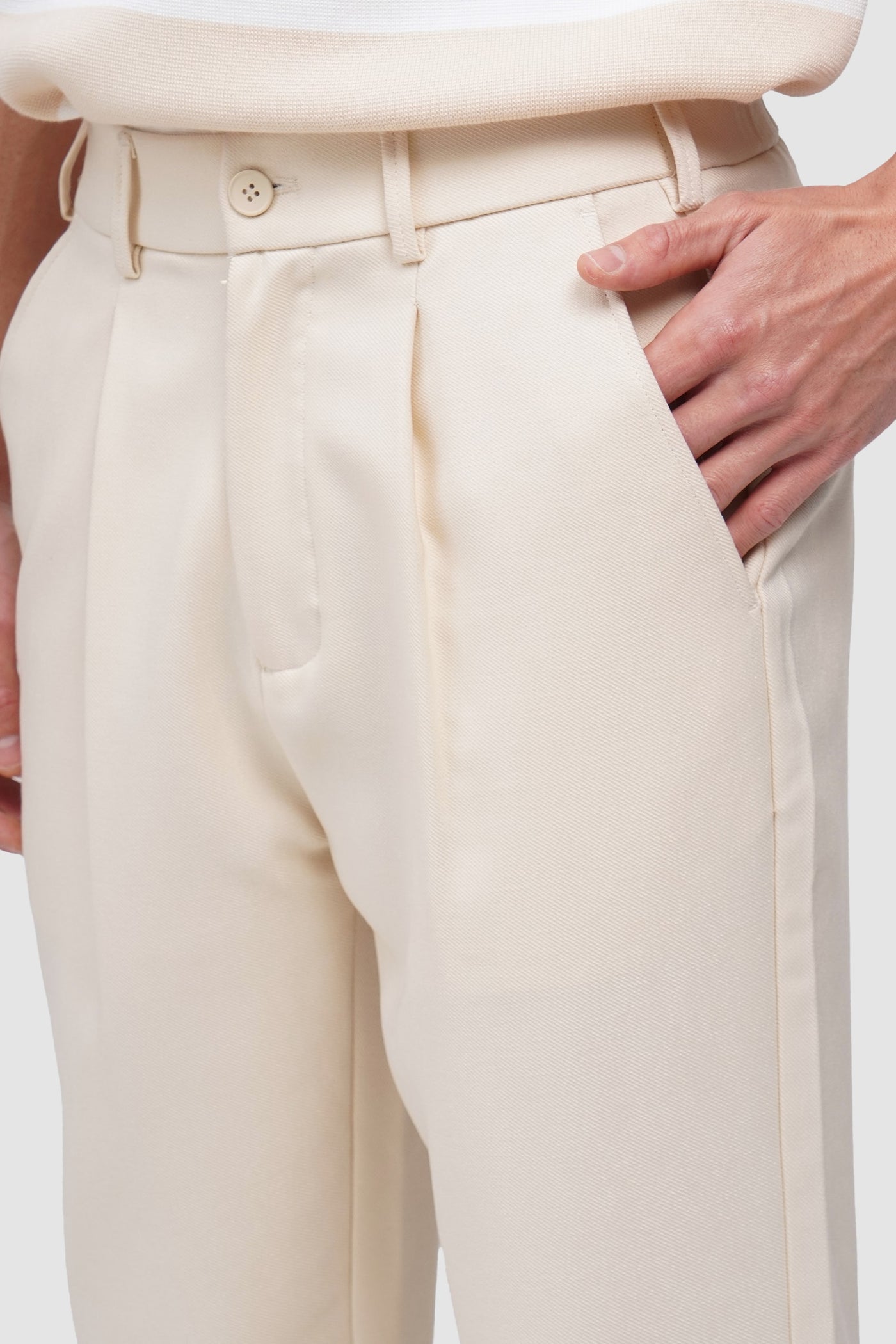 Tapered Chino Pleated Trousers