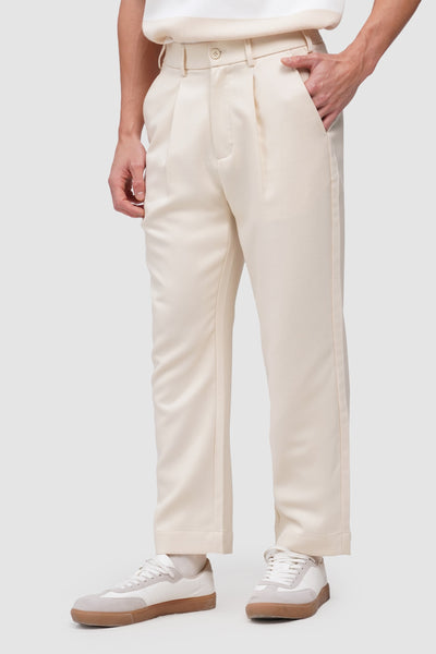 Tapered Chino Pleated Trousers