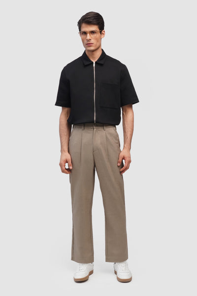 Tapered Chino Pleated Trousers