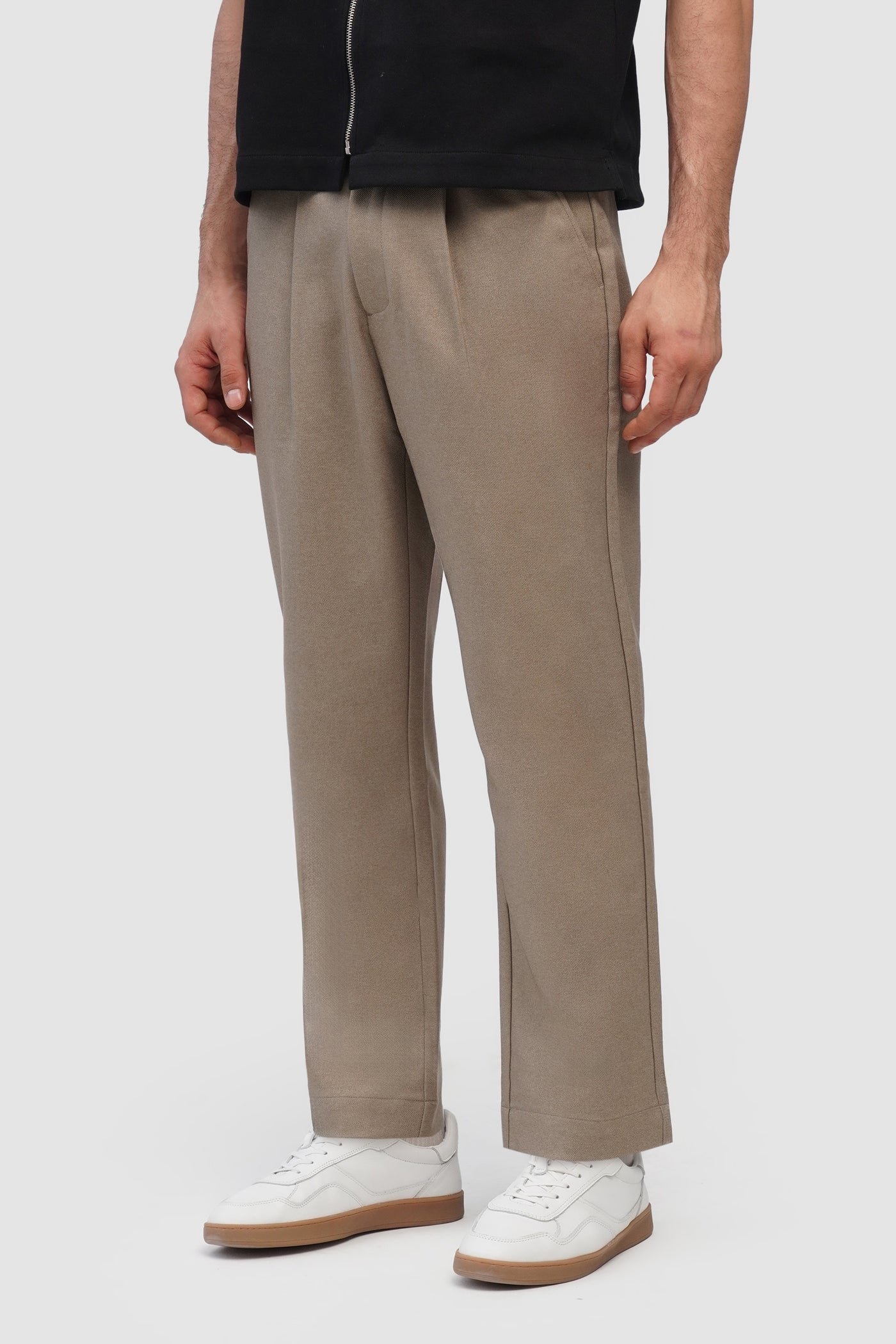 Tapered Chino Pleated Trousers