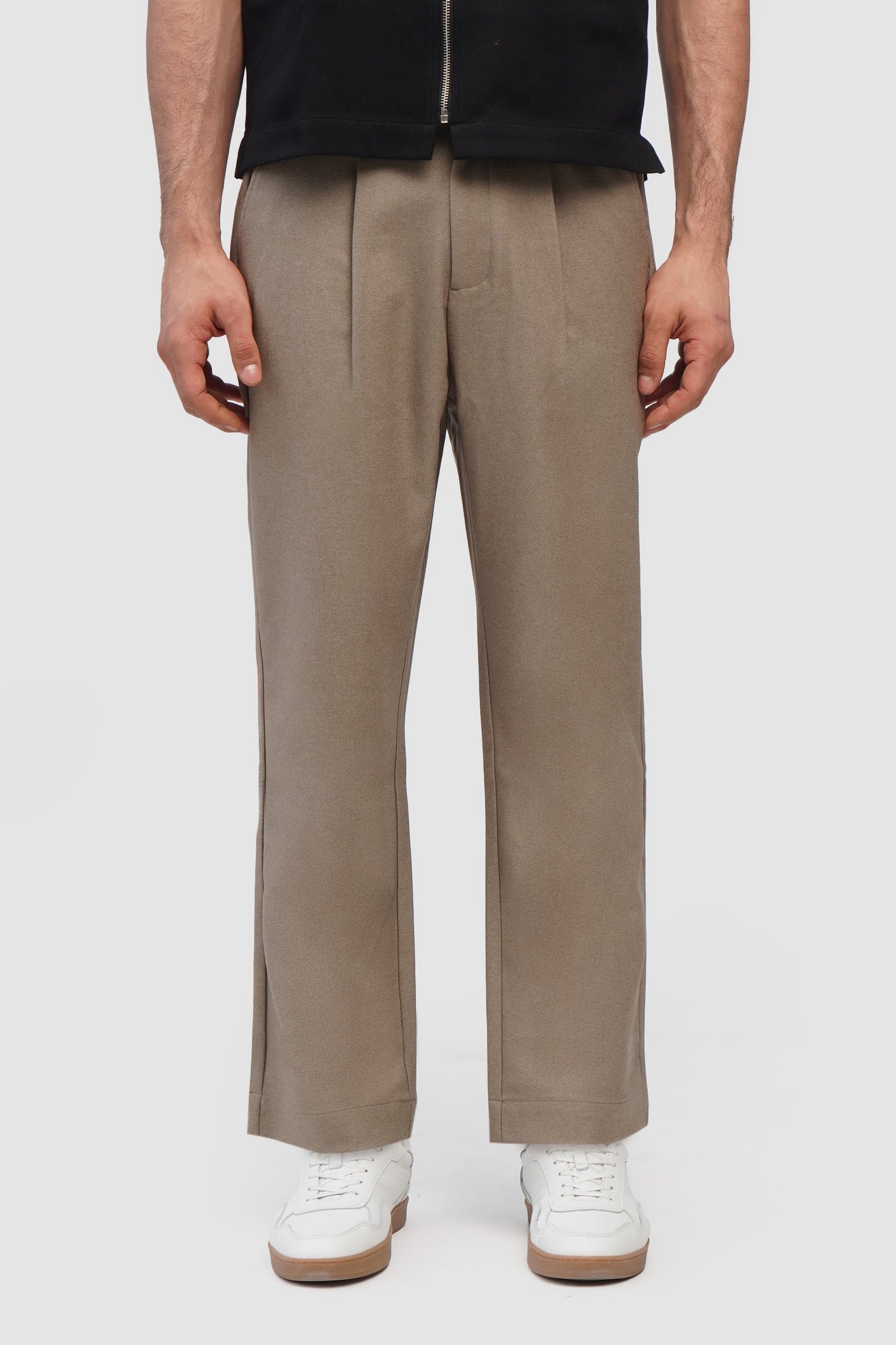 Tapered Chino Pleated Trousers