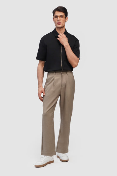 Tapered Chino Pleated Trousers