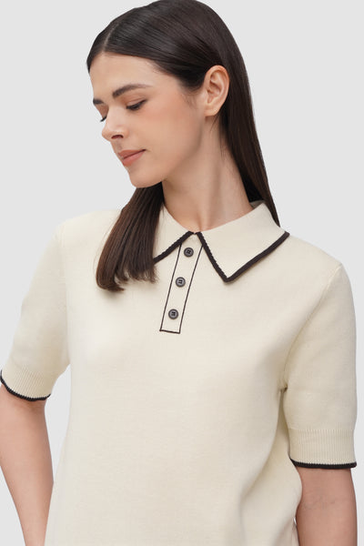 Women's Knit Polo With Tipping