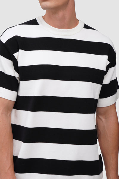 Men's Boxy Fit Striped Flat Knit T-Shirt