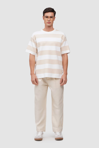 Men's Boxy Fit Striped Flat Knit T-Shirt