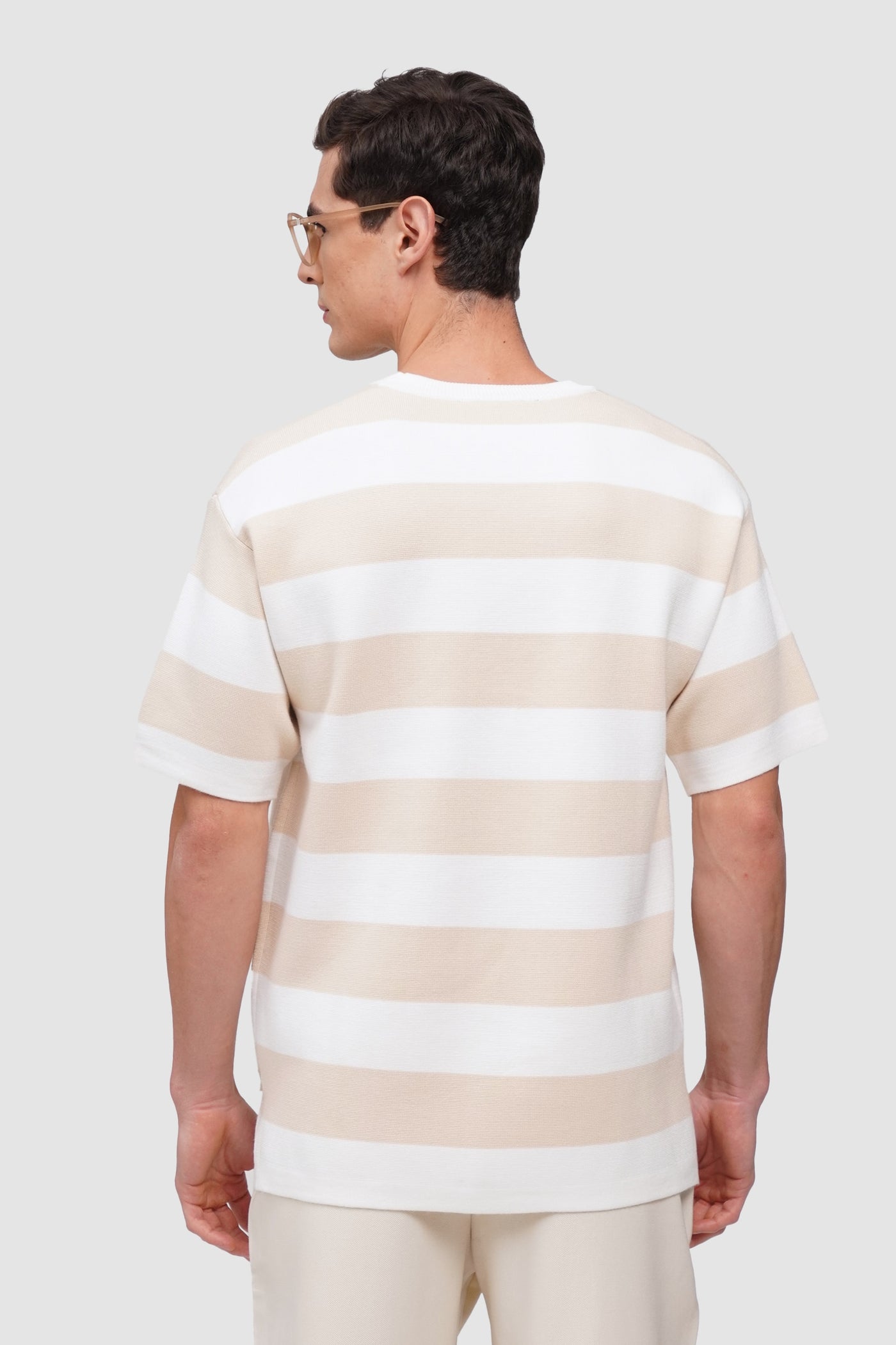 Men's Boxy Fit Striped Flat Knit T-Shirt