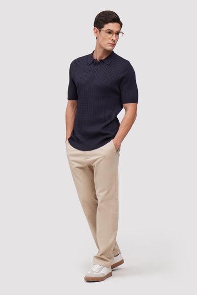 Textured Cable Knit Polo