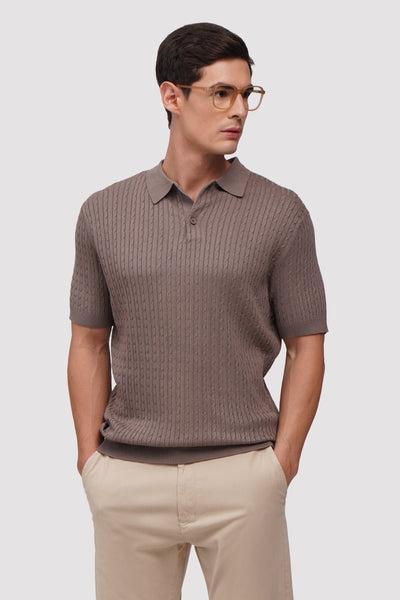 Textured Cable Knit Polo