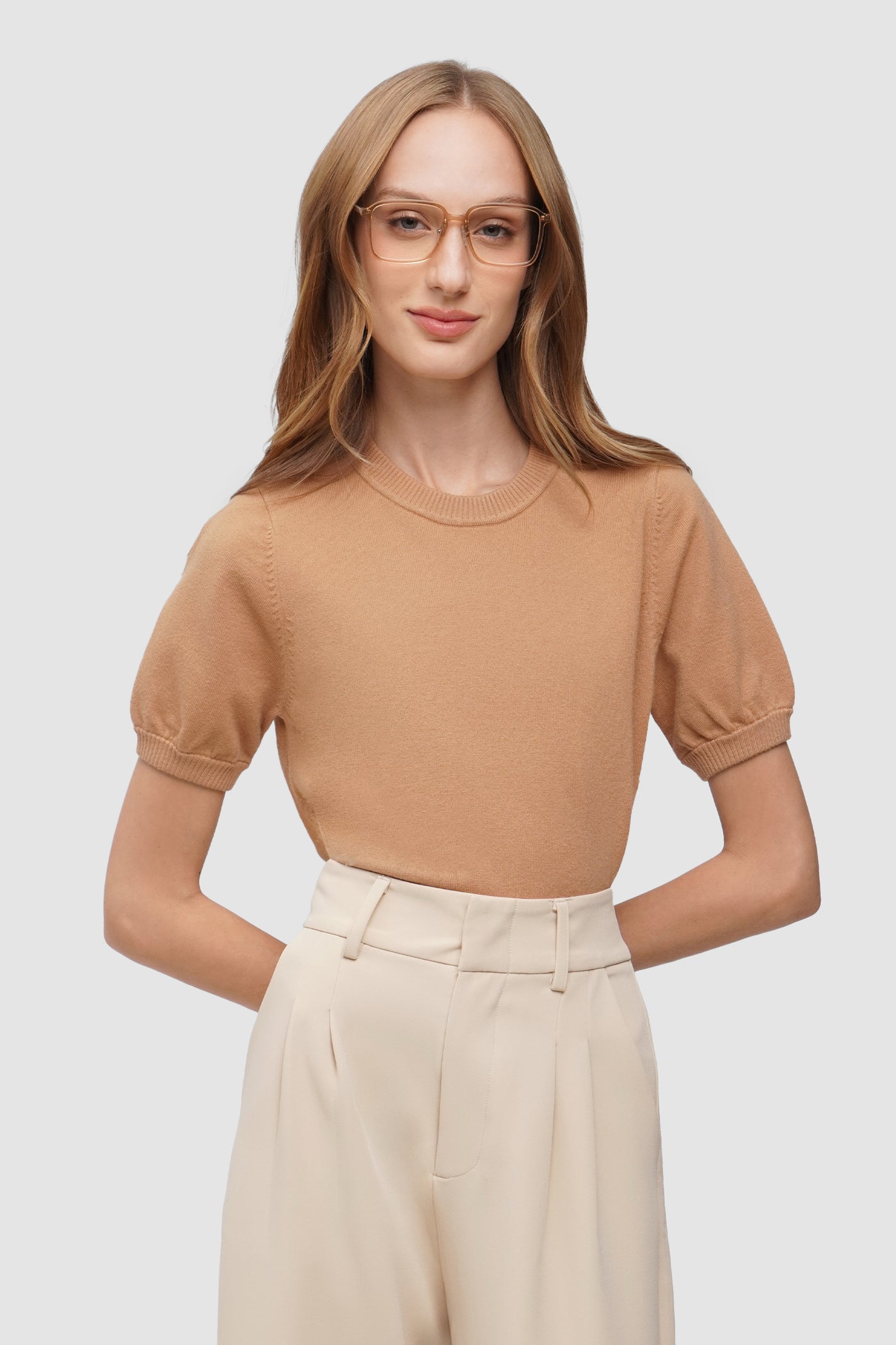 Mock Neck Puff Sleeve Top