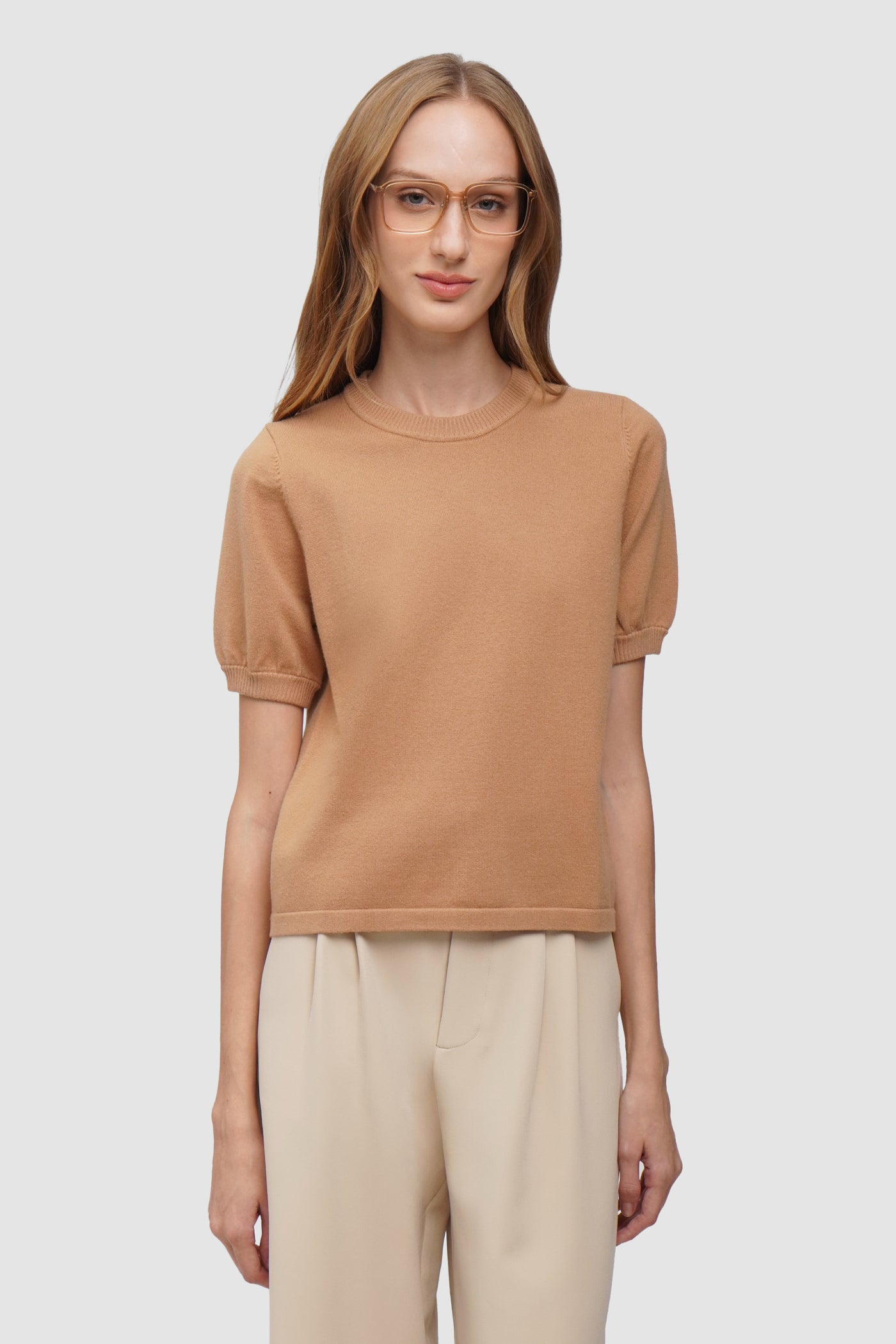 Mock Neck Puff Sleeve Top